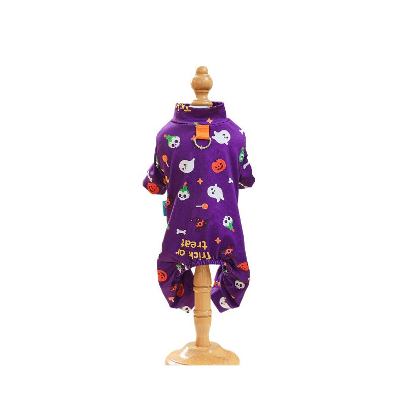 Pet Clothes for Dogs and Cats, Halloween Cartoon Onesie Pajamas, Belly Cover Sleepwear