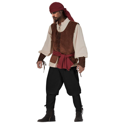 Halloween Caribbean Pirate Renaissance Medieval Vest Adult Pirate Costume Stage Performance Outfit