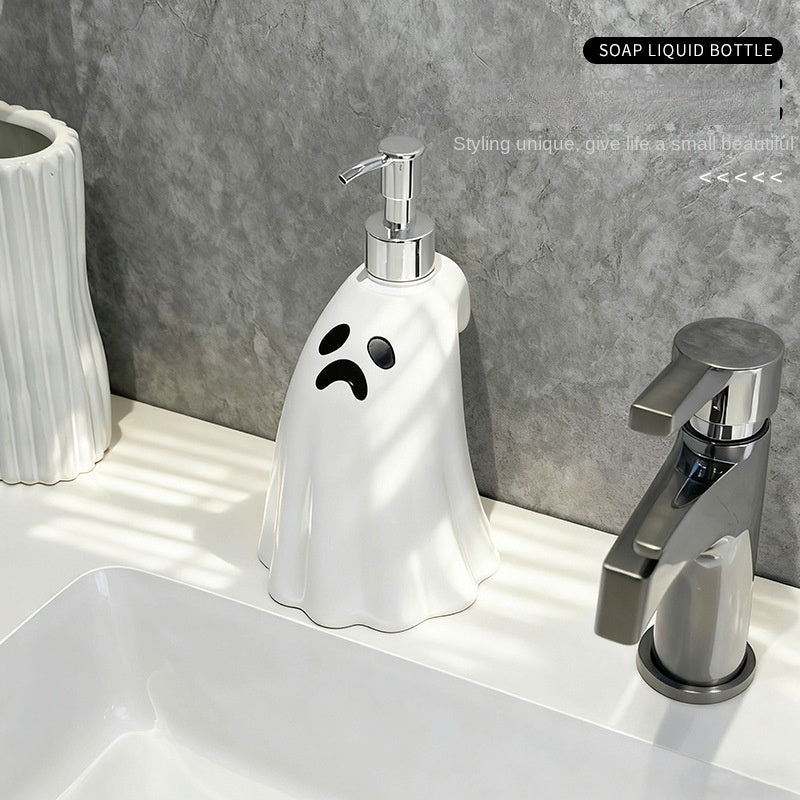 Halloween Ghost Soap Dispenser Bottle, Pump Lotion Bottle for Bathroom, Shower Gel and Shampoo Refill Empty Bottle