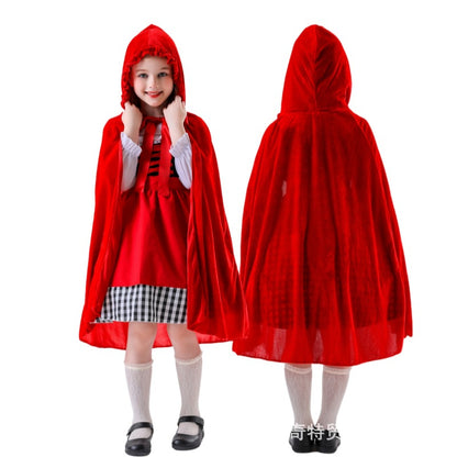 Halloween Children's Costume Little Red Riding Hood and Big Bad Wolf Performance Outfit Cosplay Dress Set Children's Festival Costume