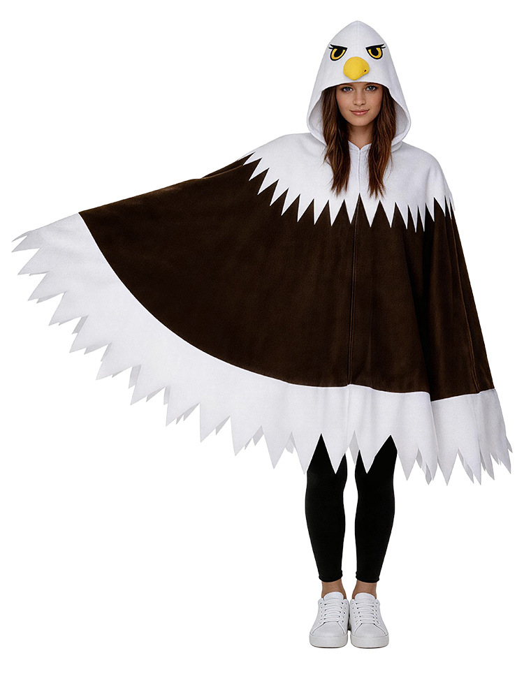 Bird Cosplay Costume Women's Bird-shaped Hooded Cloak Halloween Party Independence Day Bald Eagle Costume Cape