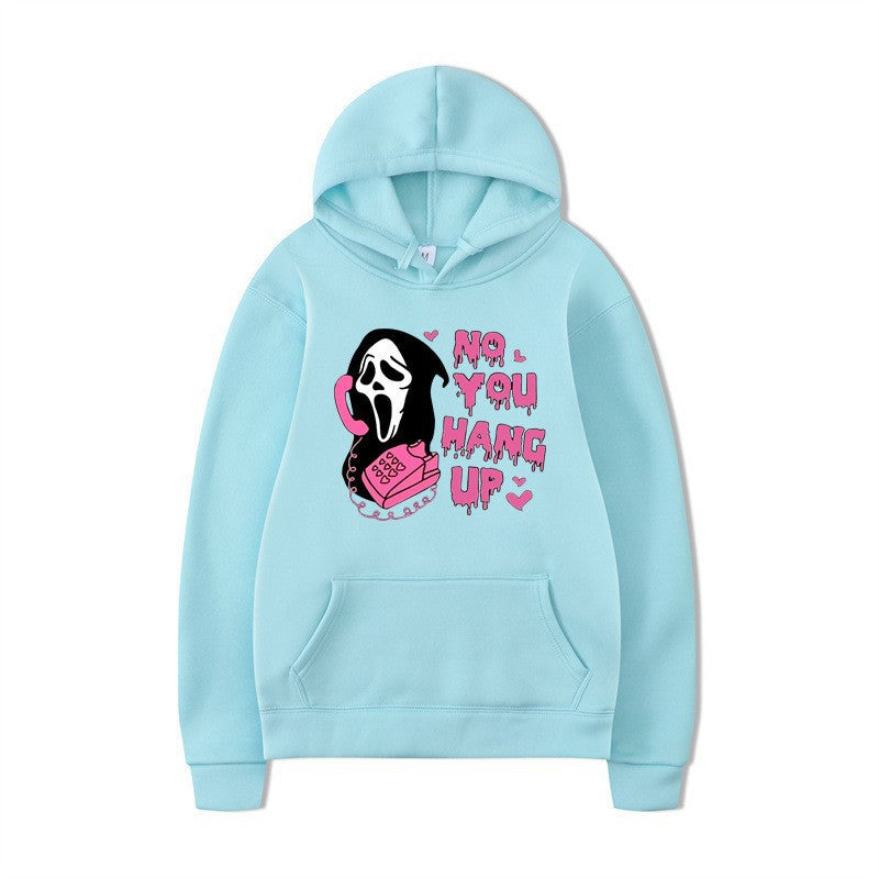 Halloween Hoodie Colorful Print Long Sleeve Loose Casual Top