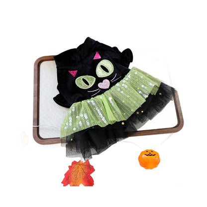 Pet Clothing for Small Dogs and Cats, Autumn/Winter Outfits, Cute Cat Halloween Tulle Dress for Teddy, Bichon