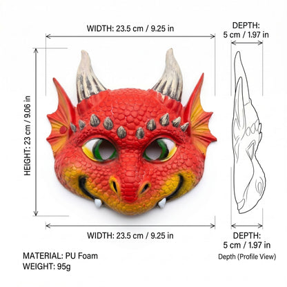 Halloween Dragon Mask Baby Dragon Mask PU Foam Animal Mask Cos Prop Carnival Mardi Gras Prop