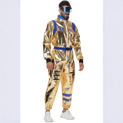 Halloween Golden Astronaut Space Suit Pilot Cosplay Costume Spacesuit Clothing