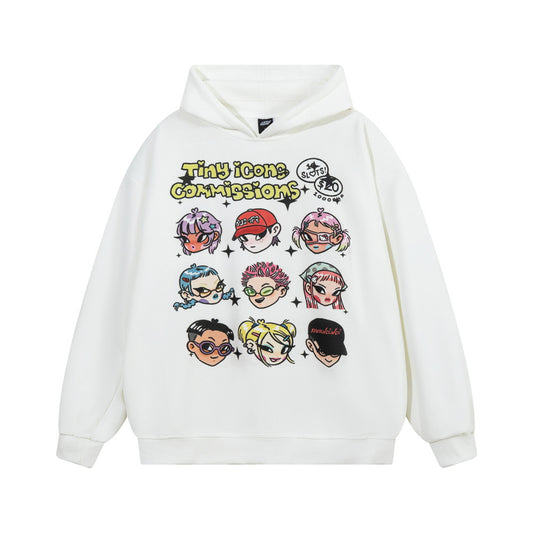Cartoon printed hooded sweatshirt
