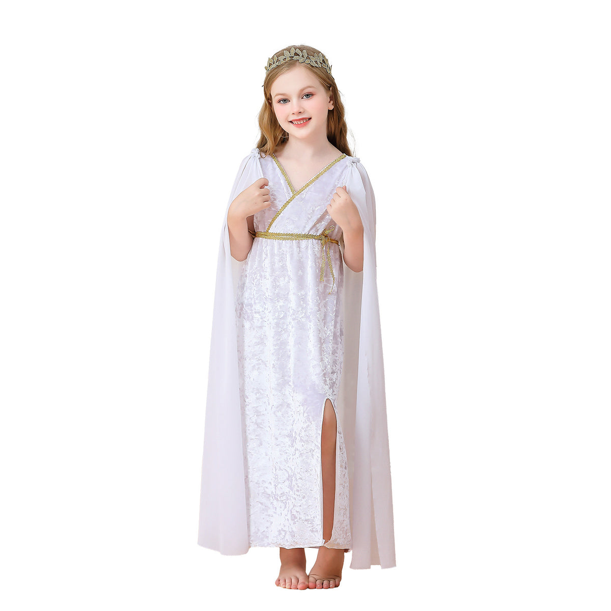Halloween Children's Costume Greek Mythology Athena Ancient Roman Girl Toga Gown Dress Performance Outfit