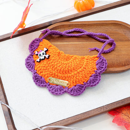 Pet Hair Yarn Gold Label Bandana for Cats and Dogs, Halloween Decorative Neckwear
