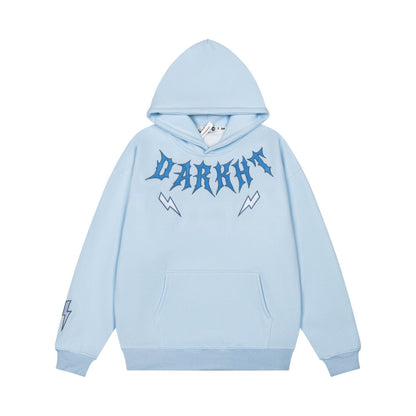 Lightning Letter Print Hoodie for Women, Vintage Street Style, Loose Drop Shoulder Top