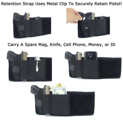 Tactical Pistol Holster Military Portable Hidden Holster Wide Belt Mobile Phone Holster Outdoor Hunting Shooting Defense Holster