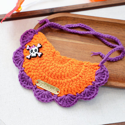 Pet Hair Yarn Gold Label Bandana for Cats and Dogs, Halloween Decorative Neckwear