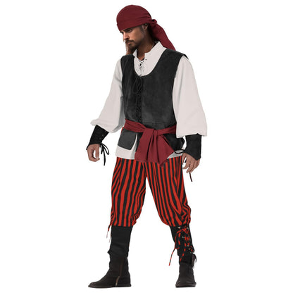 Halloween Caribbean Pirate Renaissance Medieval Vest Adult Pirate Costume Stage Performance Outfit