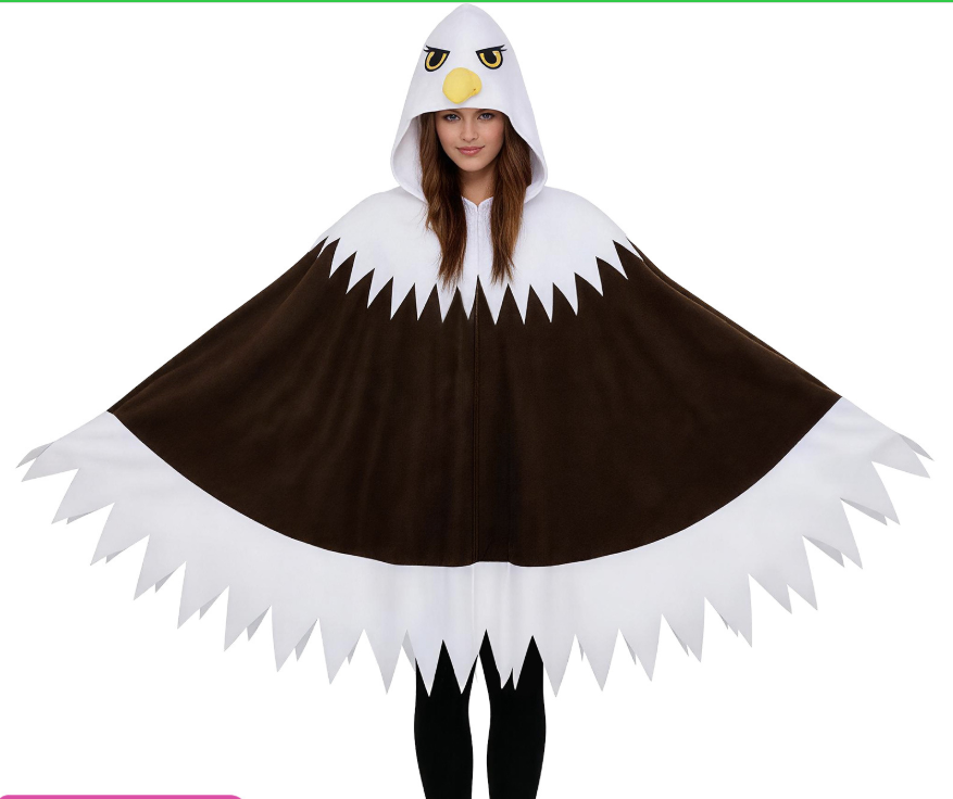 Bird Cosplay Costume Women's Bird-shaped Hooded Cloak Halloween Party Independence Day Bald Eagle Costume Cape