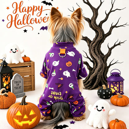 Pet Clothes for Dogs and Cats, Halloween Cartoon Onesie Pajamas, Belly Cover Sleepwear