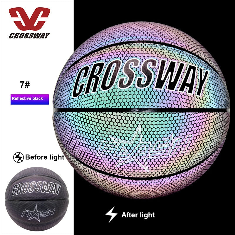 Holographic Reflective Basketball Ball Wear-Resistant Luminous Night