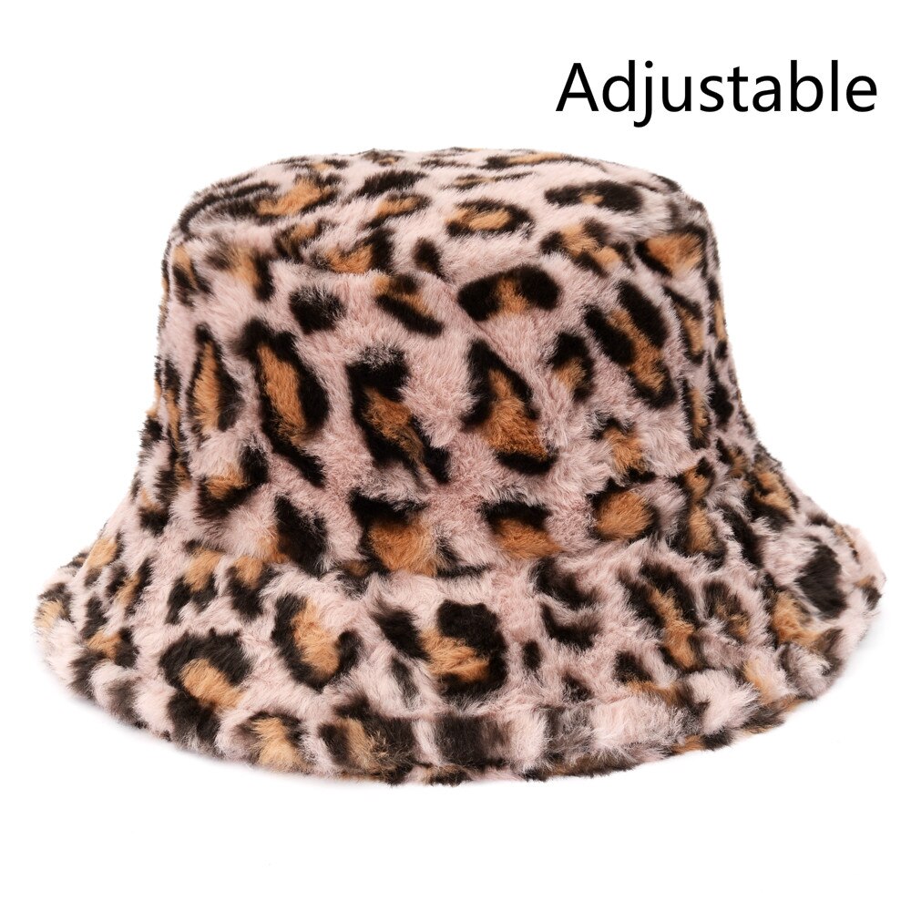 Winter Cow Leopard Faux Fur Fluffy Bucket Hats