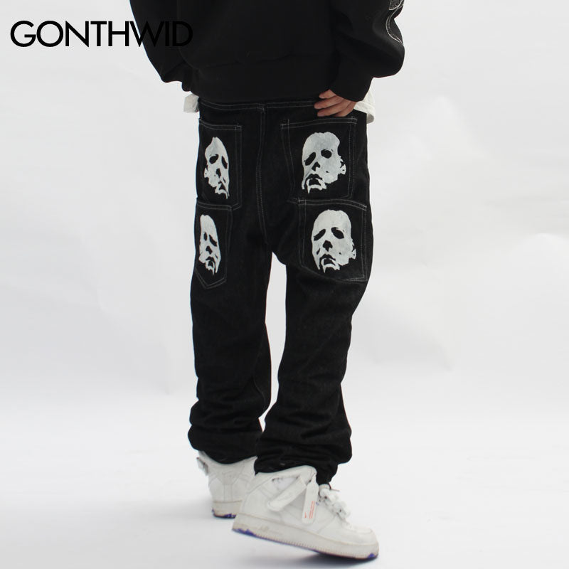 Men's Graphic Print Baggy Jeans