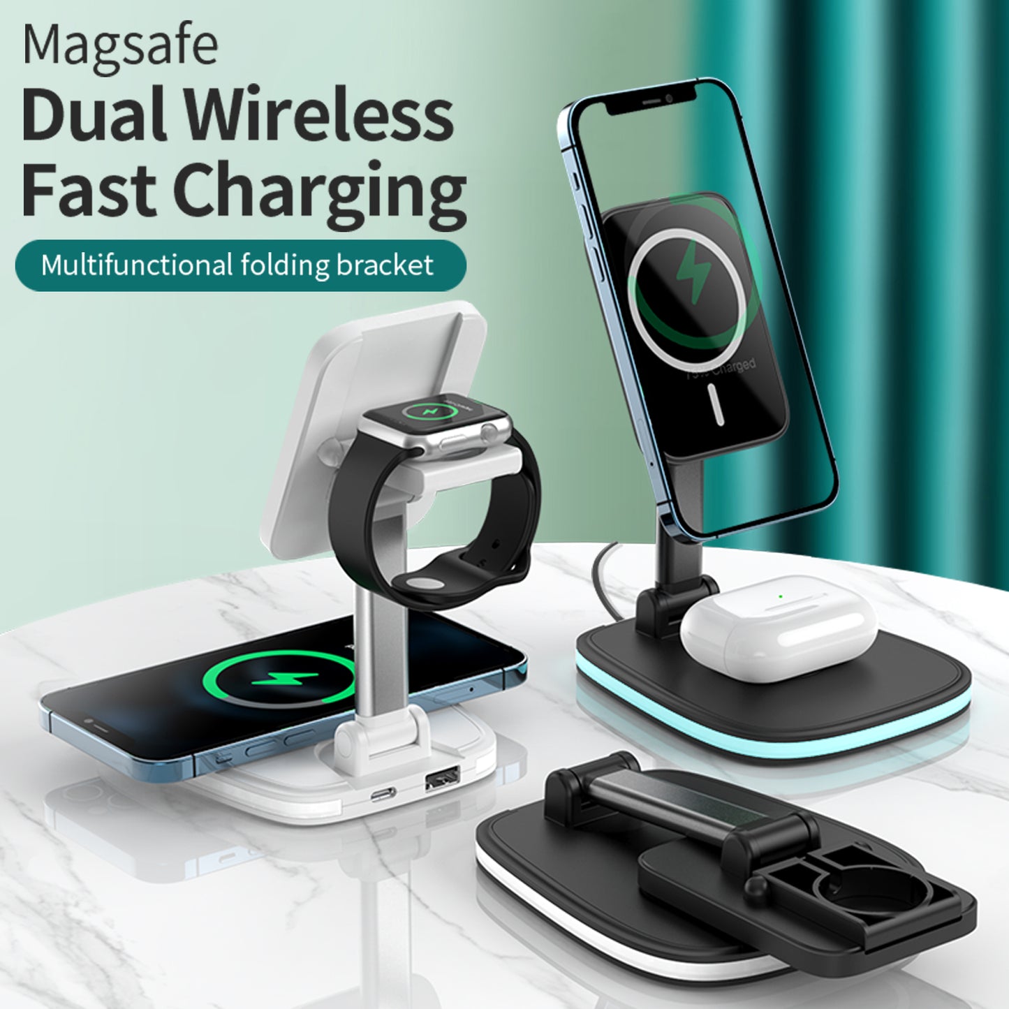 3in1  15W Folding Wireless Magnetic Charger