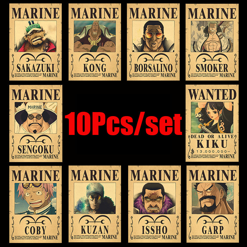 10Pcs/set One Piece Anime Vintage Posters