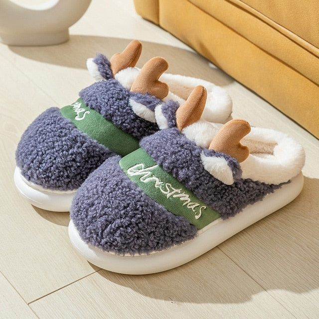 Thick Sole Christmas Deer Slippers