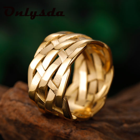 Vintage Weave Stainless Steel Rings