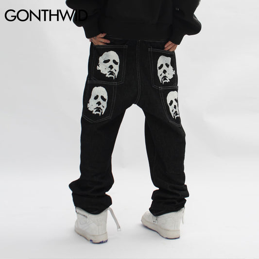 Men's Graphic Print Baggy Jeans