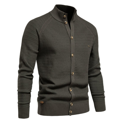 Button Mock Neck Men's Cardigan