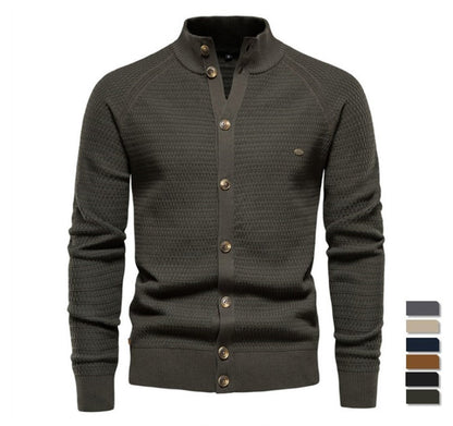 Button Mock Neck Men's Cardigan