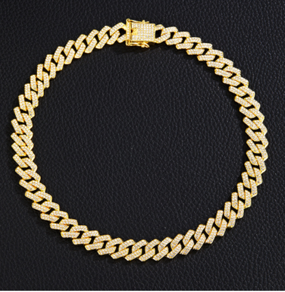 Gold Plated Iced Out Chain for Men and Women Cuban Chain Necklace