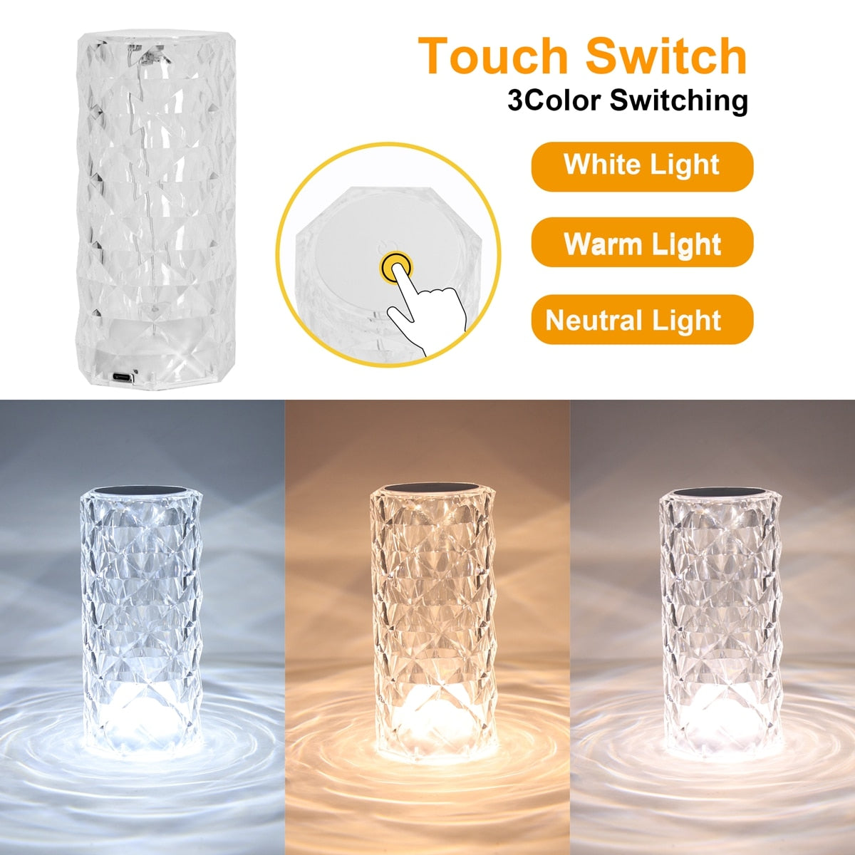 Crystal LED Table Night Lamp